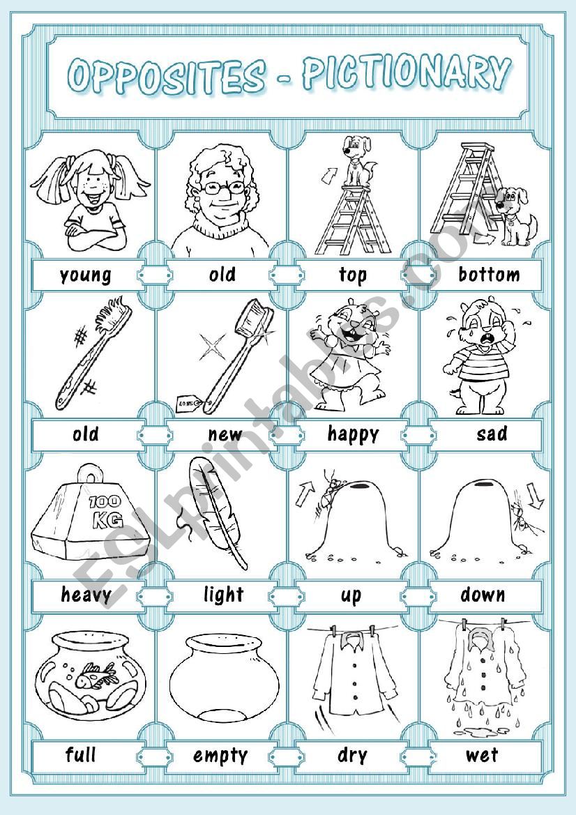 Opposites Pictionary * 2 * worksheet