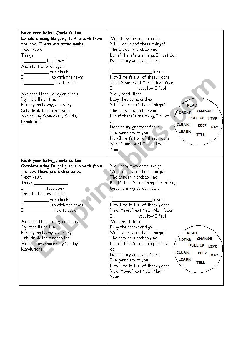 be going to- intentions  worksheet