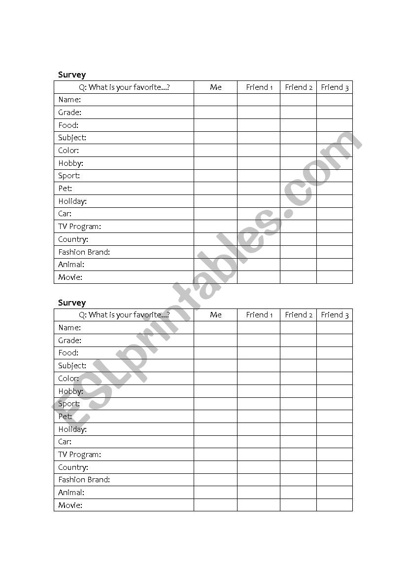 ice breaking - survey game  worksheet