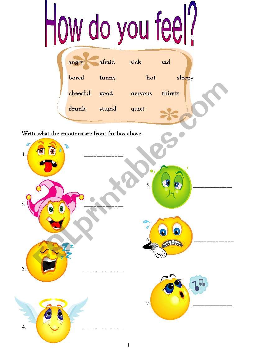 Emotions worksheet