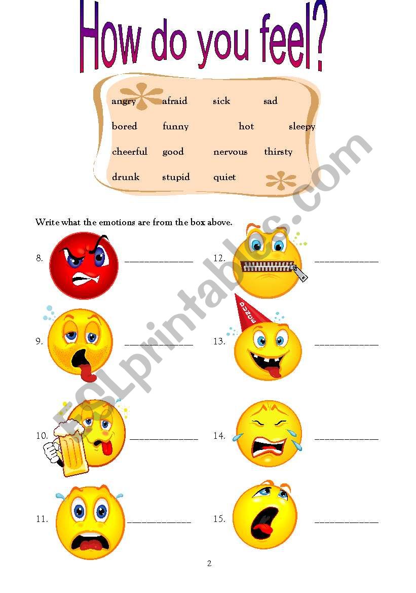 Emotions 1 worksheet