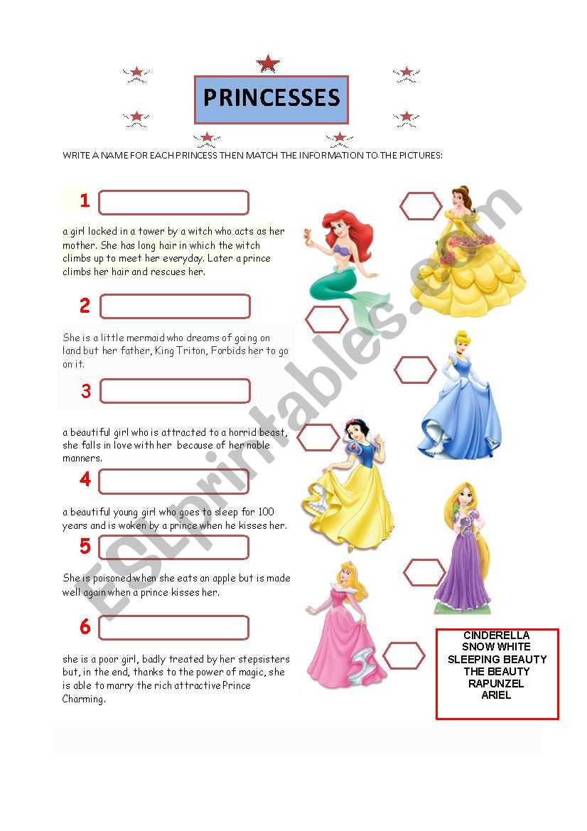 Princesses worksheet