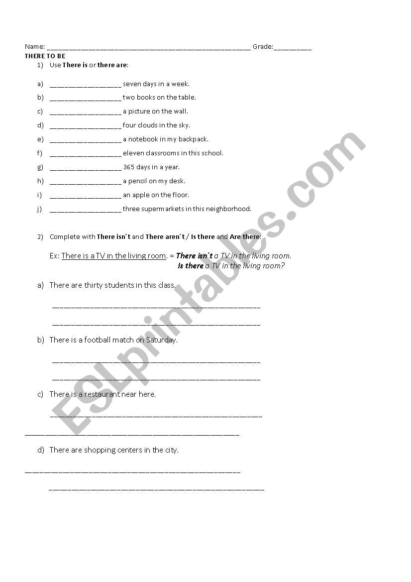 There is/ There are exercises worksheet