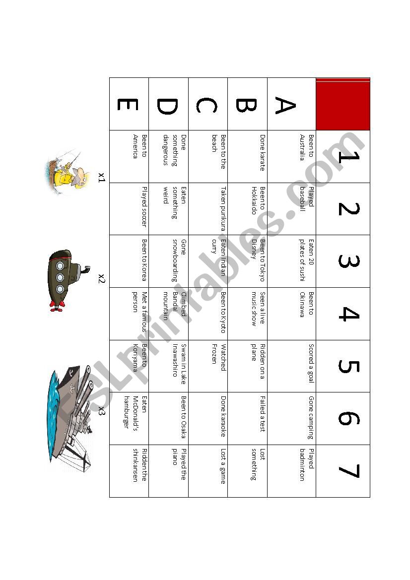 Battleship Grid Have You Ever worksheet