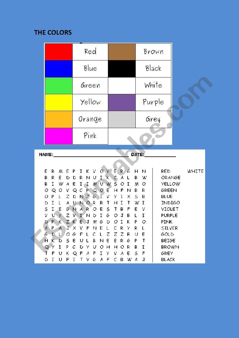 the colors worksheet