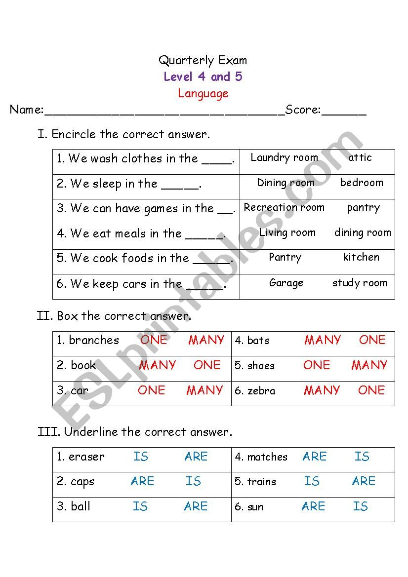 language and science worksheet