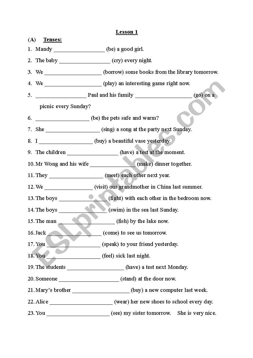 Grammar worksheet