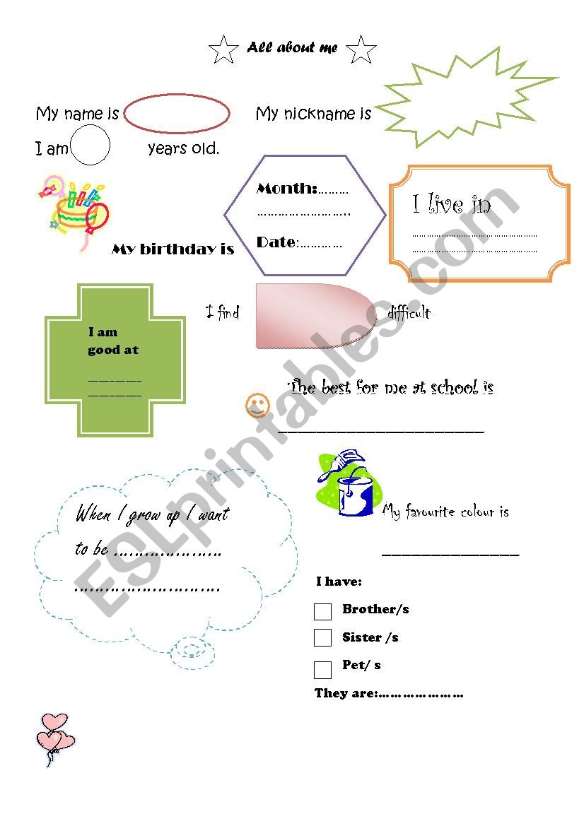 All about me! worksheet