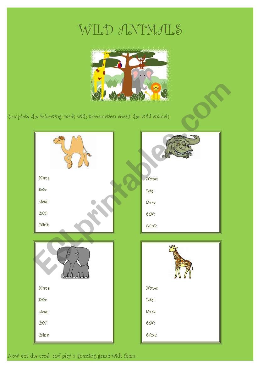 Wild Animals worksheet