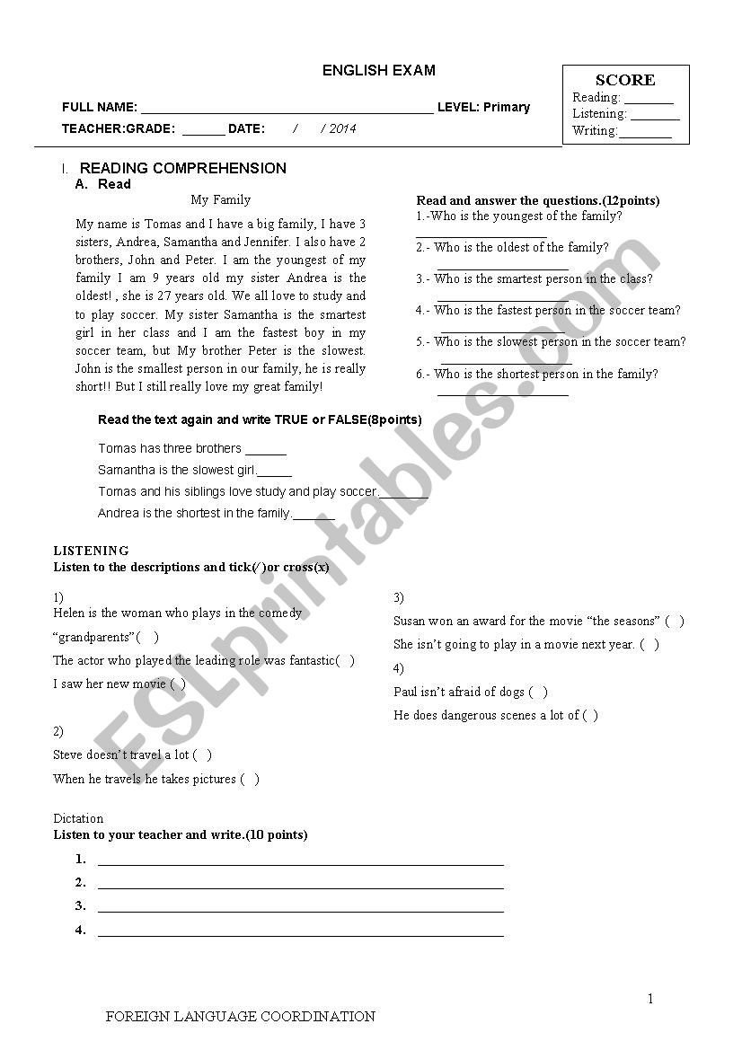 test worksheet