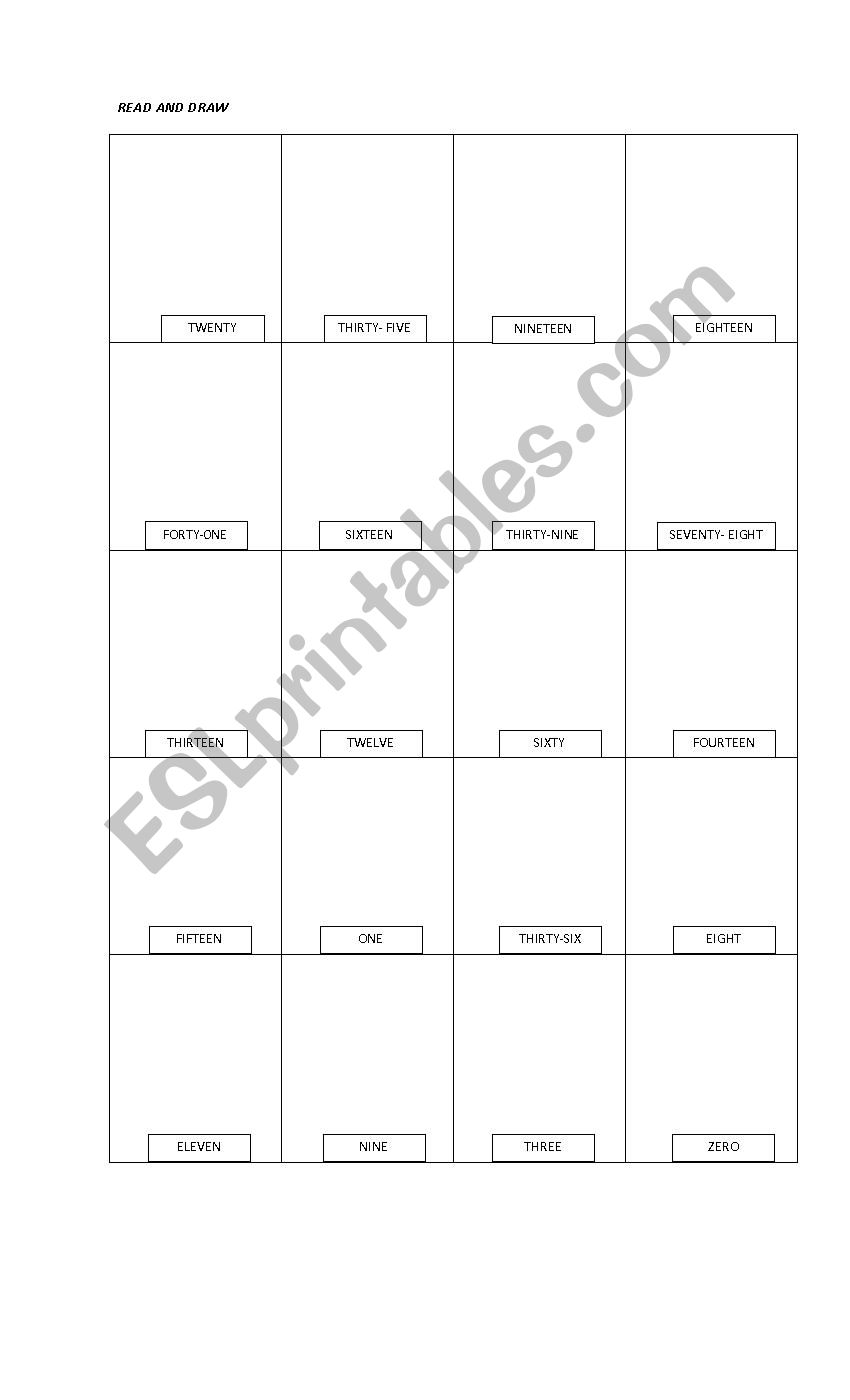 numbers worksheet