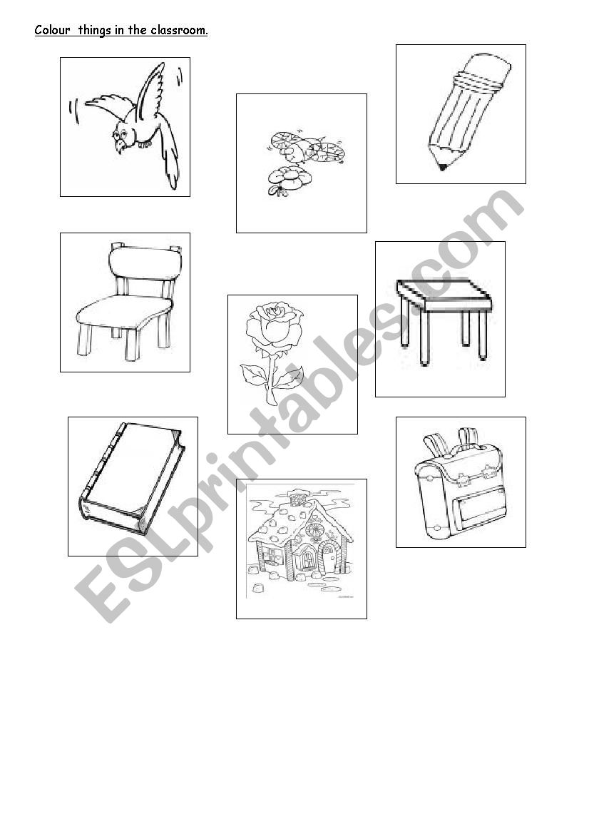 Things in the classroom worksheet