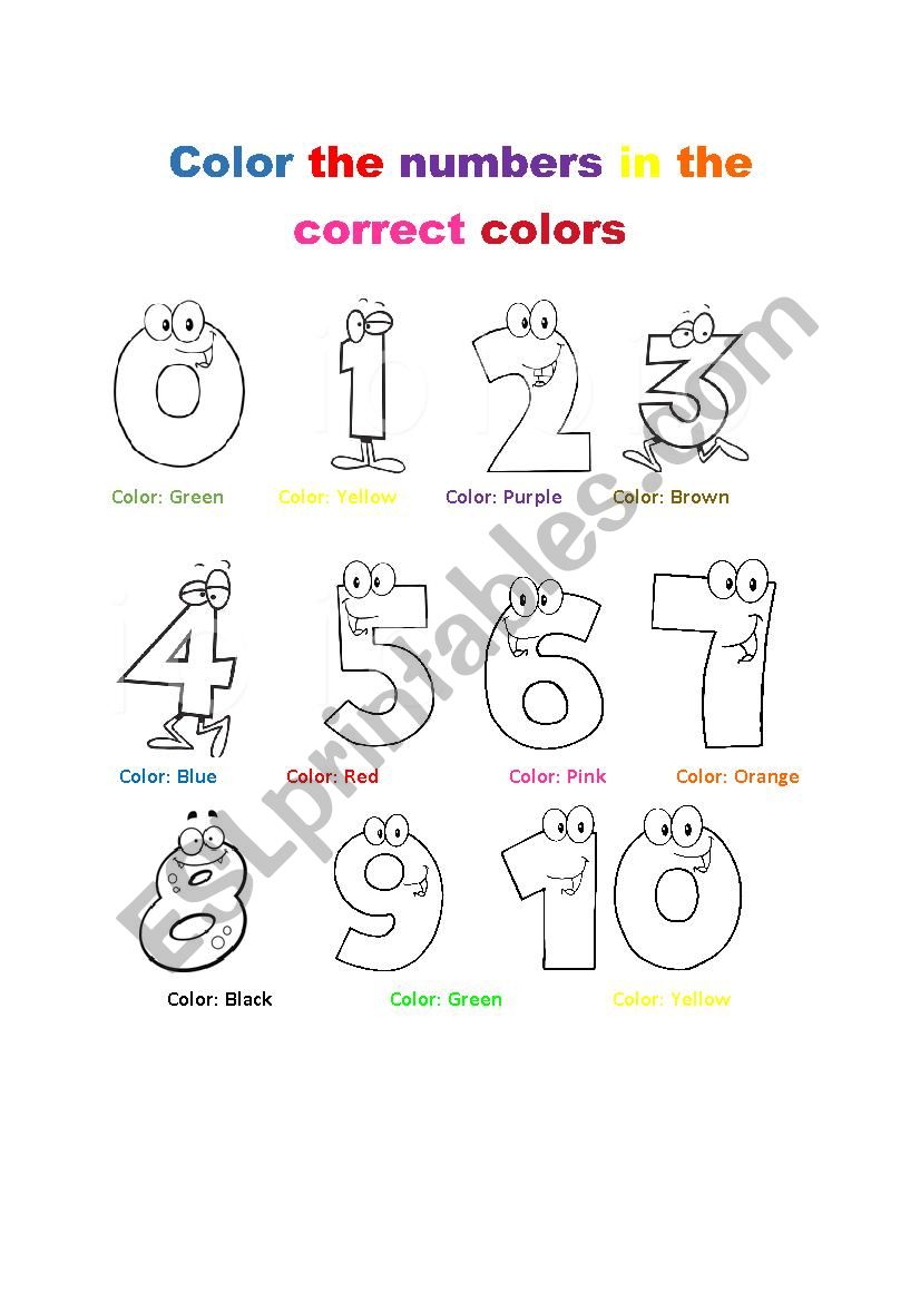 Numbers and colors worksheet