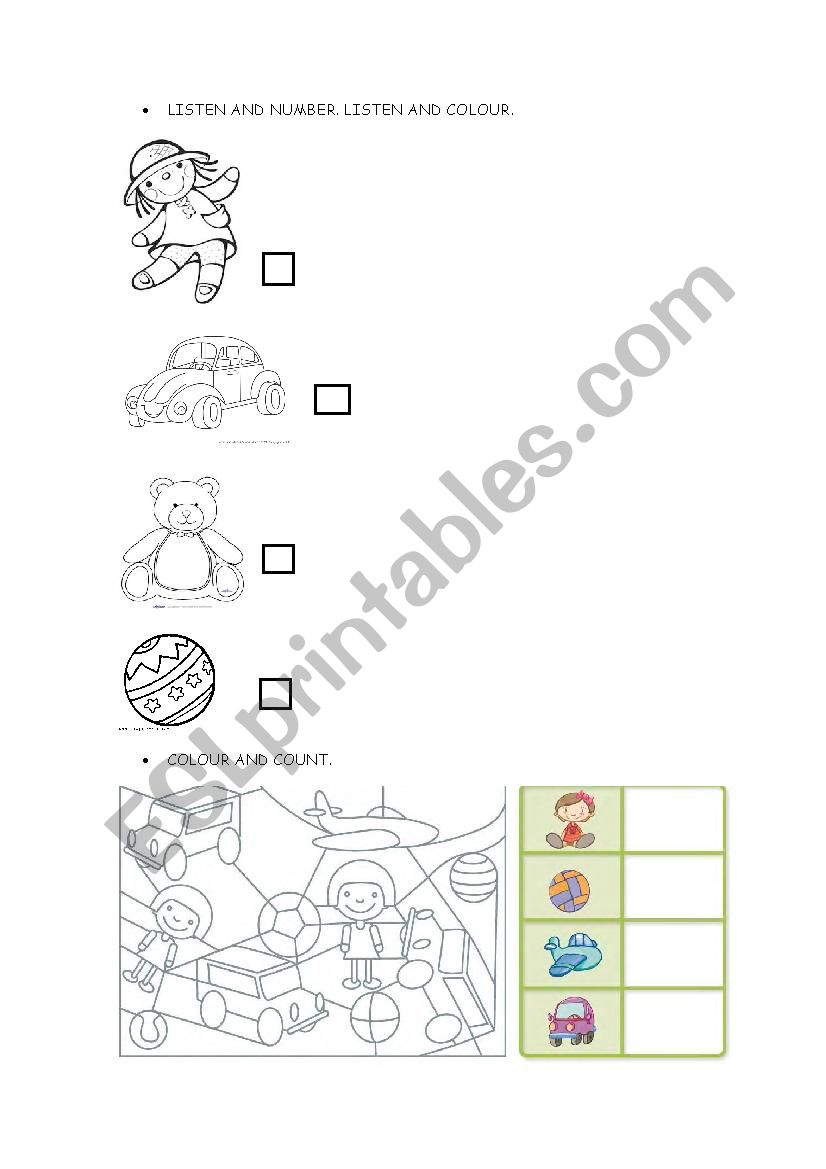 Toys worksheet