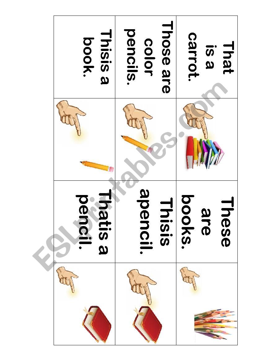 Demonstrative Pronouns Domino worksheet