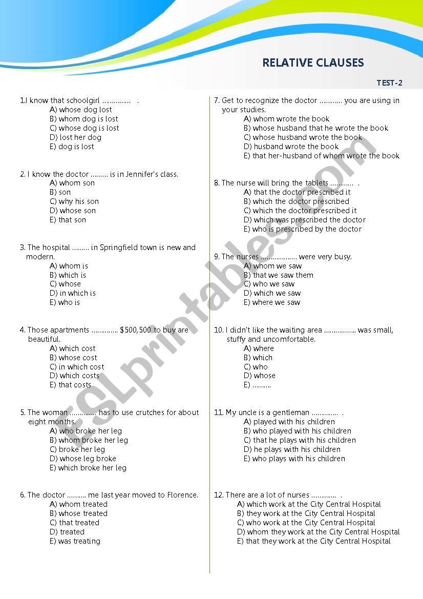 Relative Clauses-2 worksheet