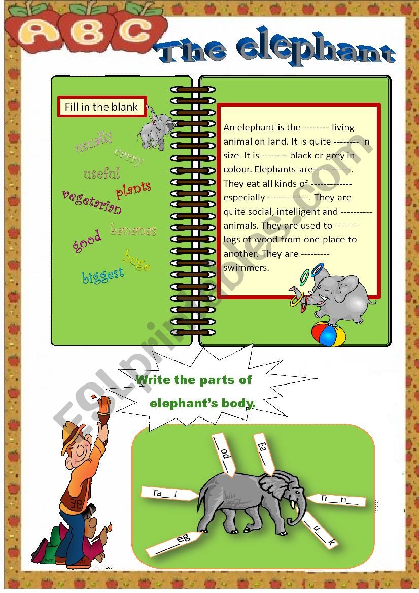 the elephant worksheet