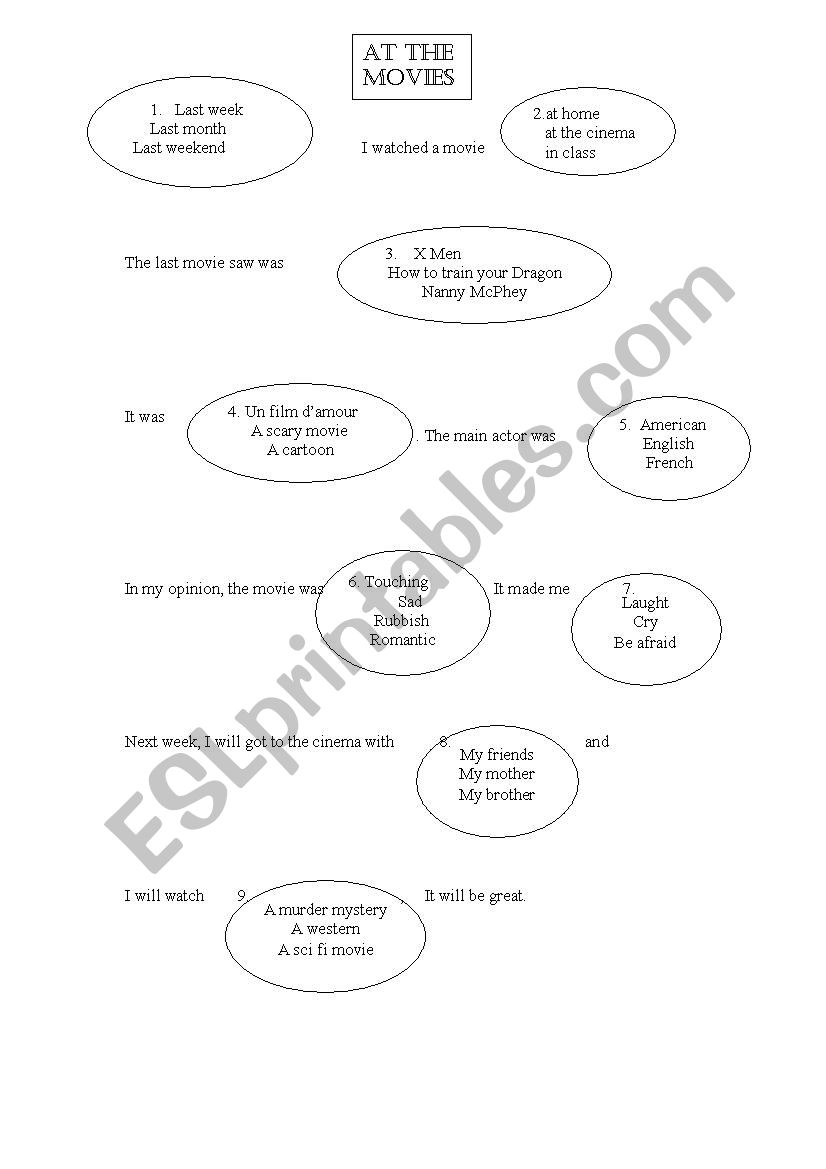 At the movies worksheet