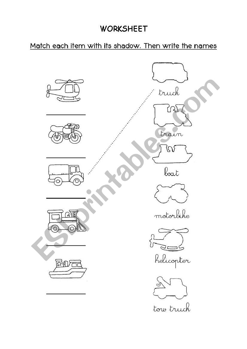 transports worksheet