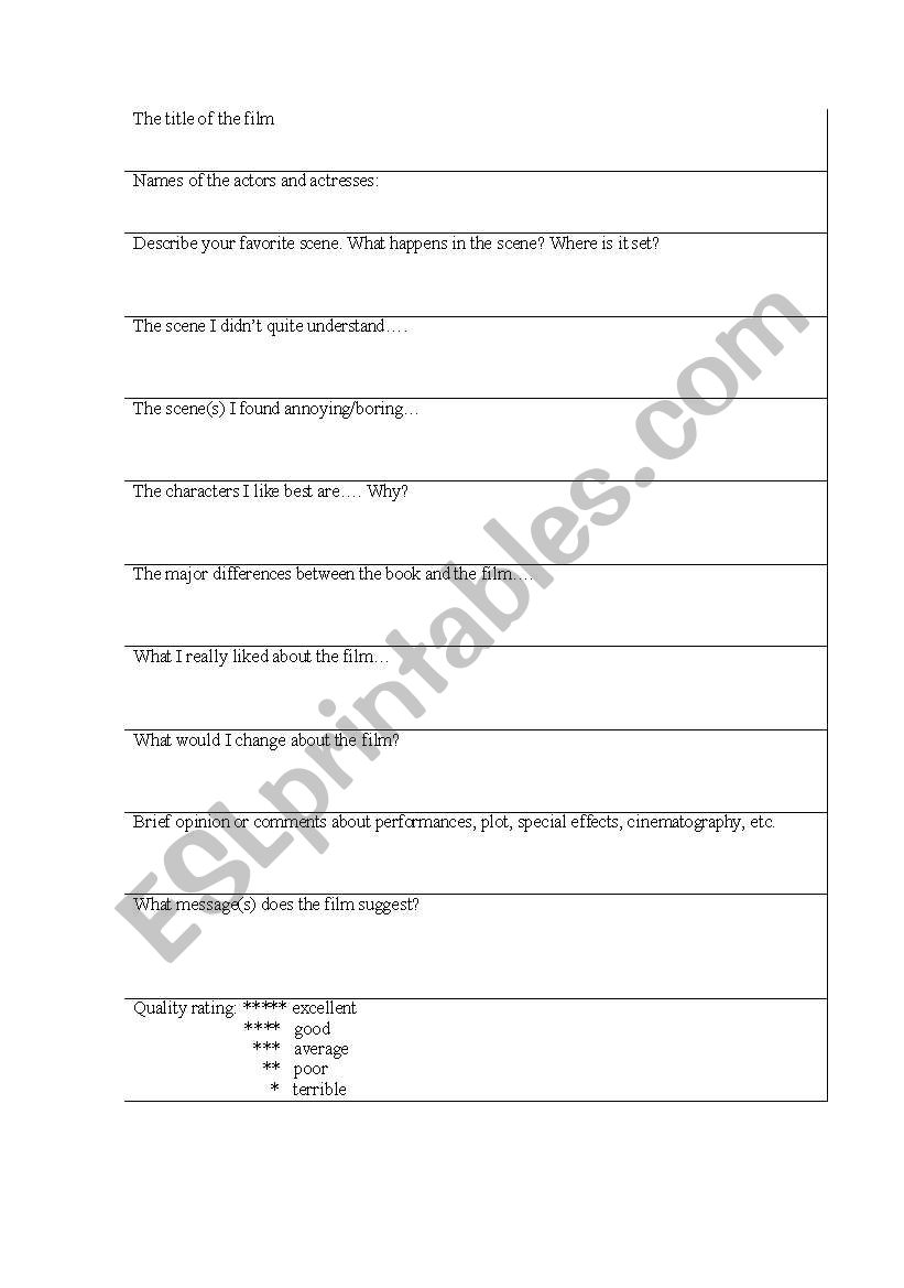 film review worksheet