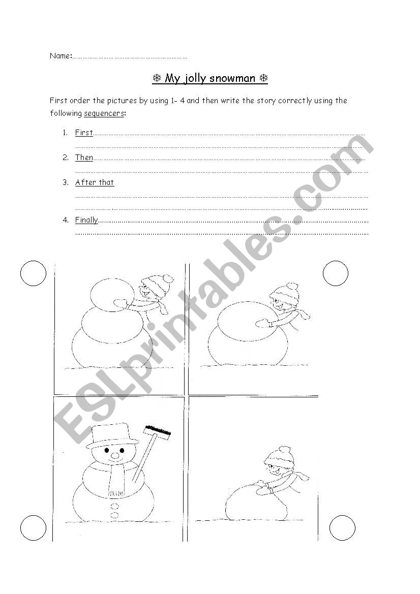 My jolly snowman: Sequencers worksheet