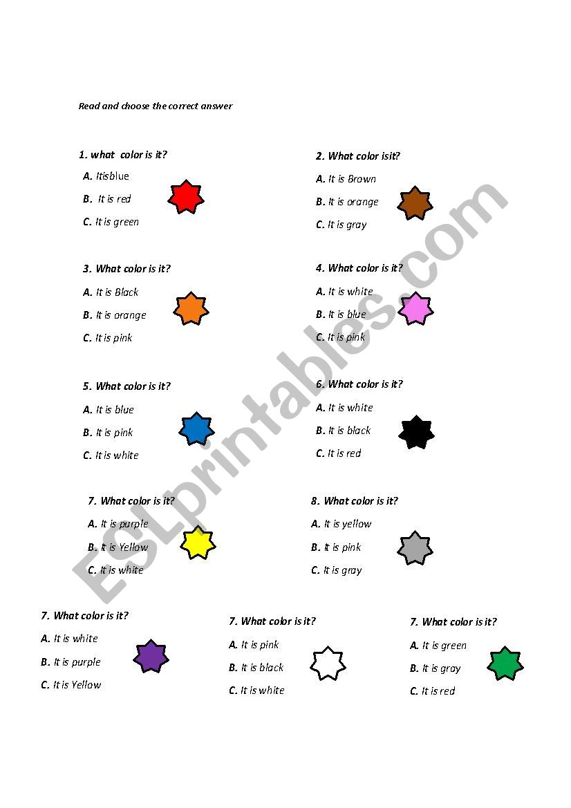 colors worksheet