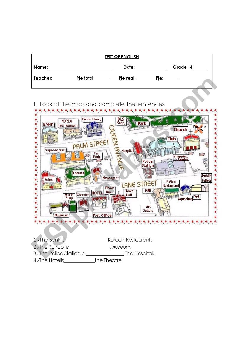 places of city worksheet