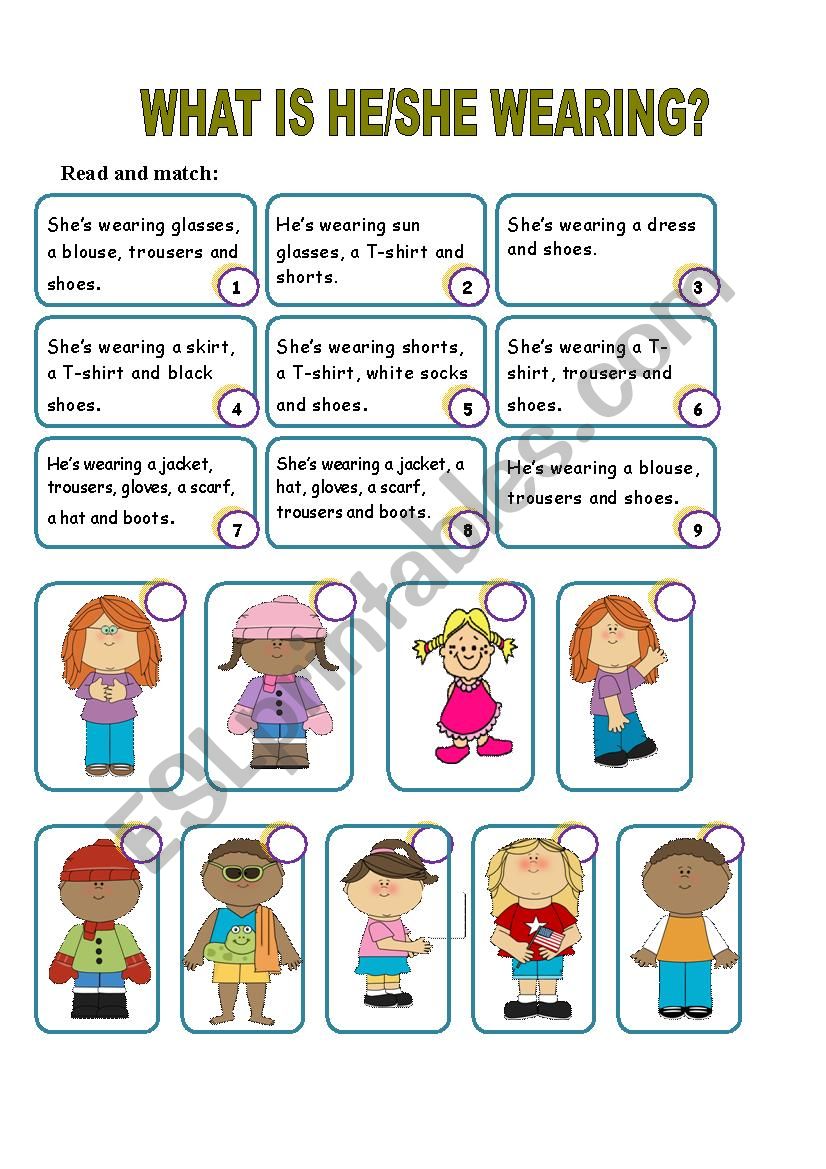 What is he/she wearing? worksheet