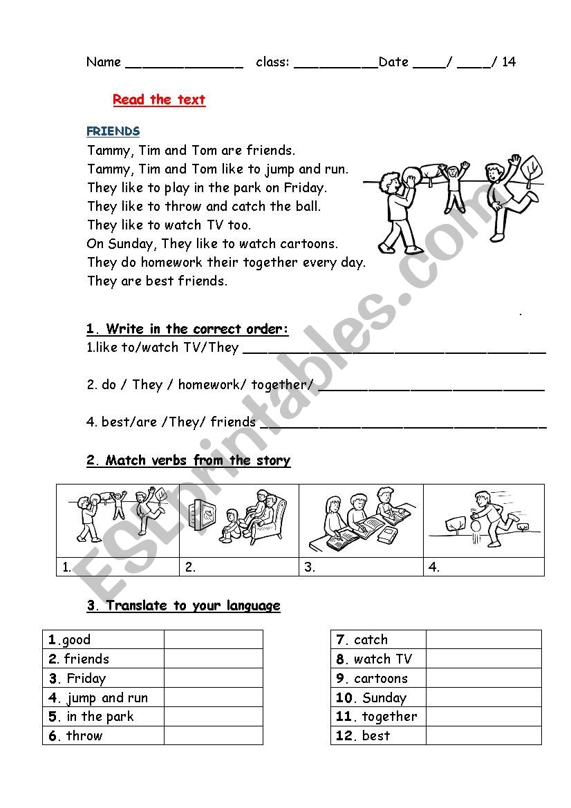 friends- text worksheet