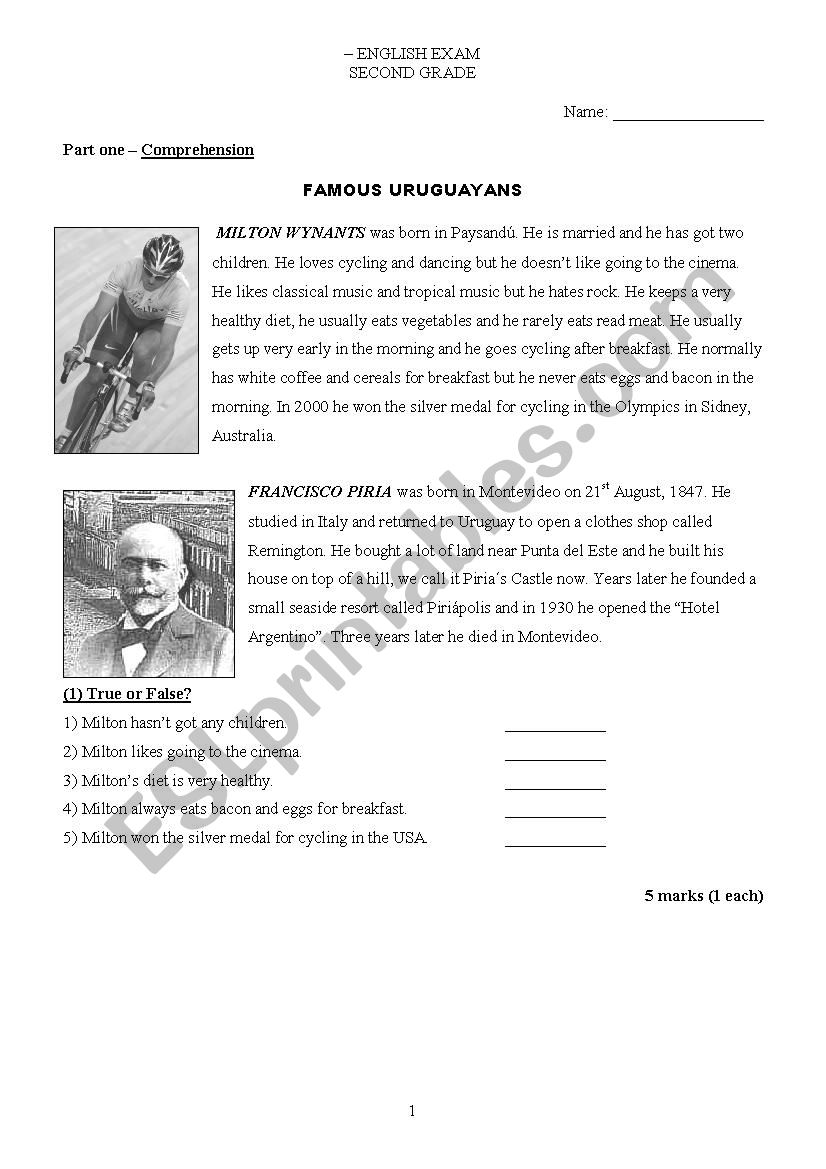 Famous Uruguayans worksheet