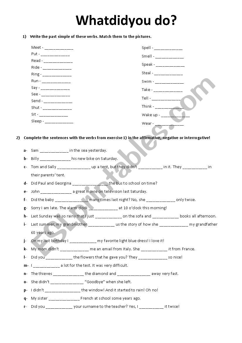 Past Simple worksheet