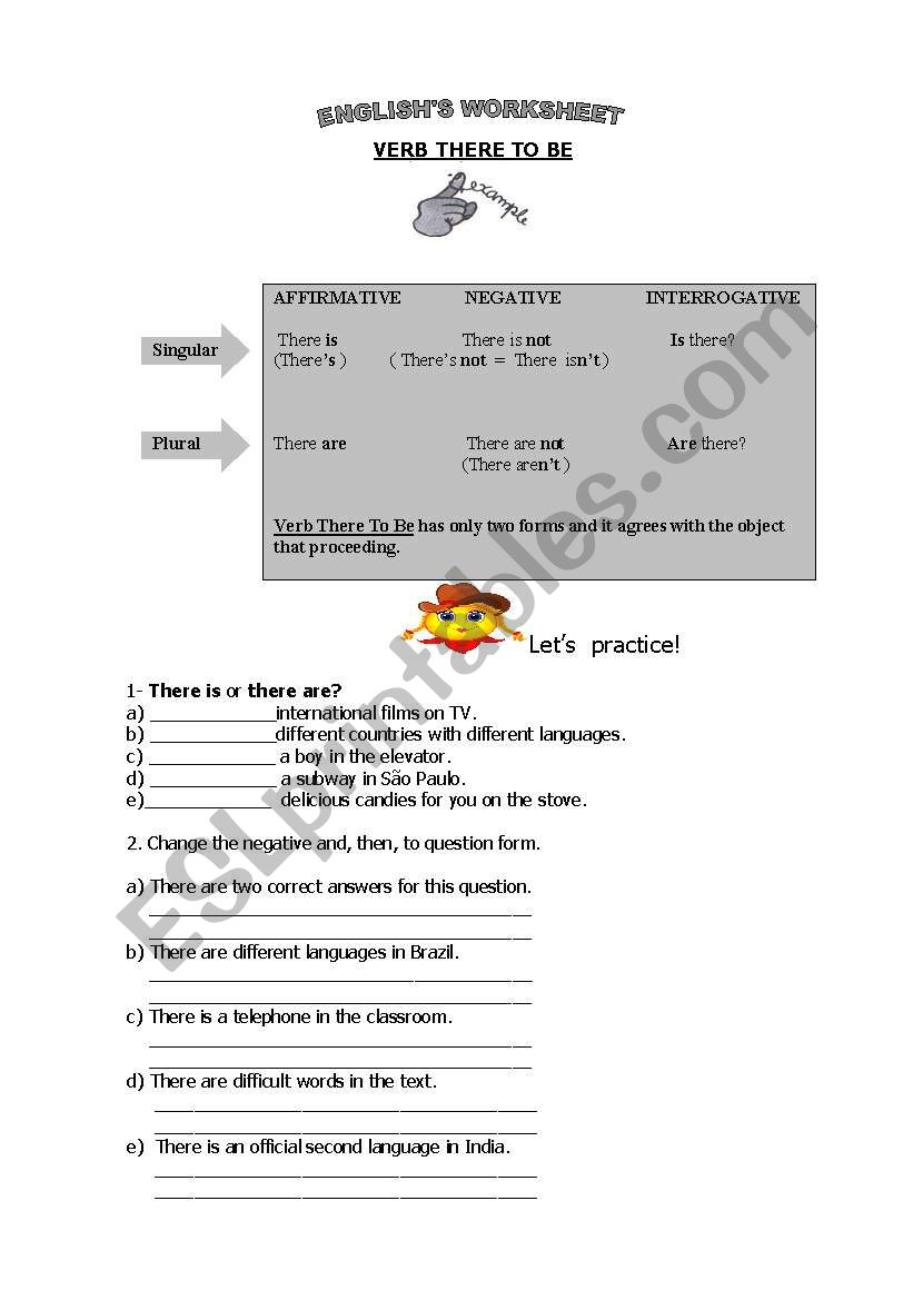 Verb There to be worksheet