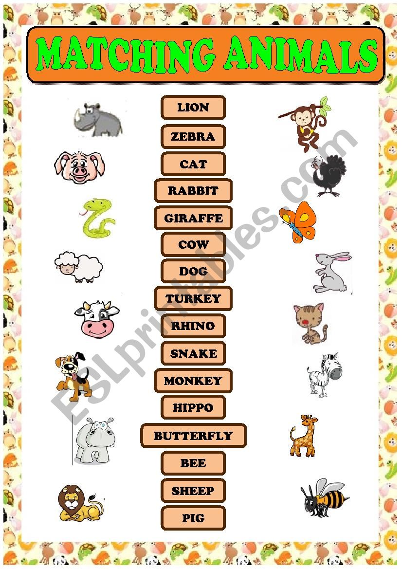 MATCHING ANIMALS worksheet