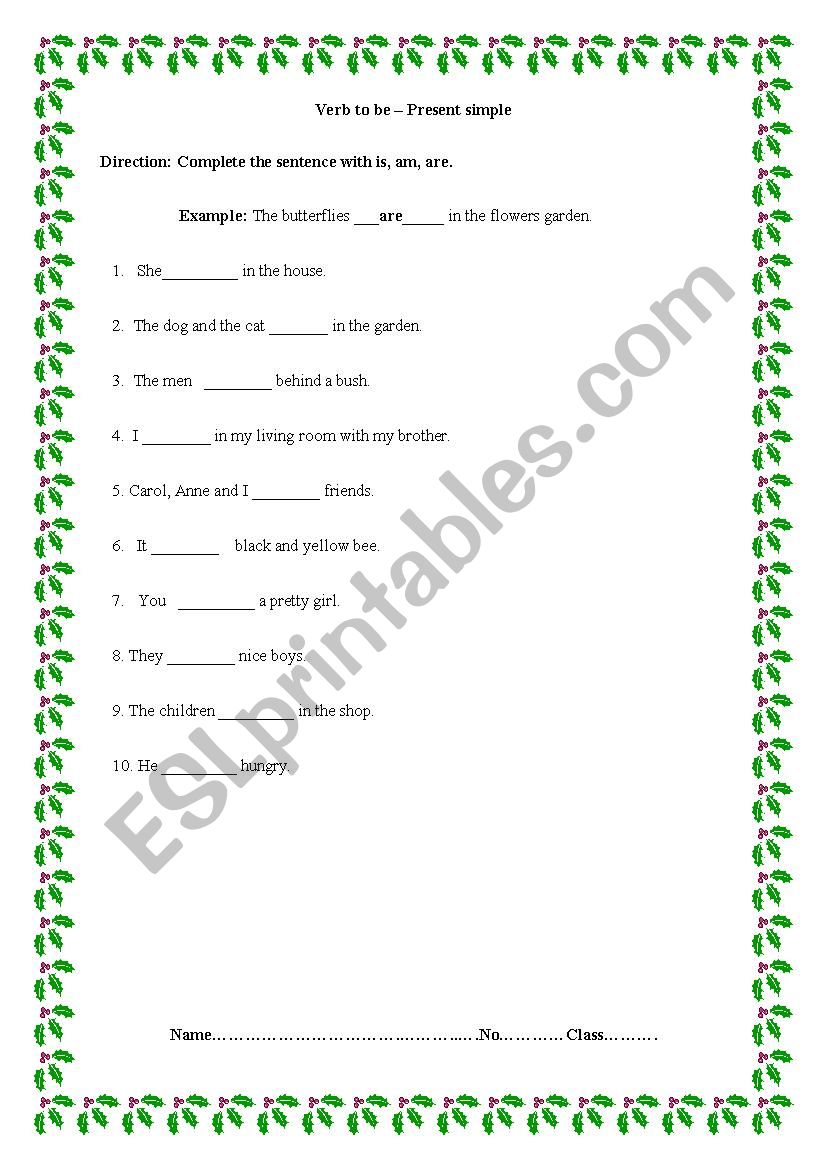 Verb to be Test worksheet