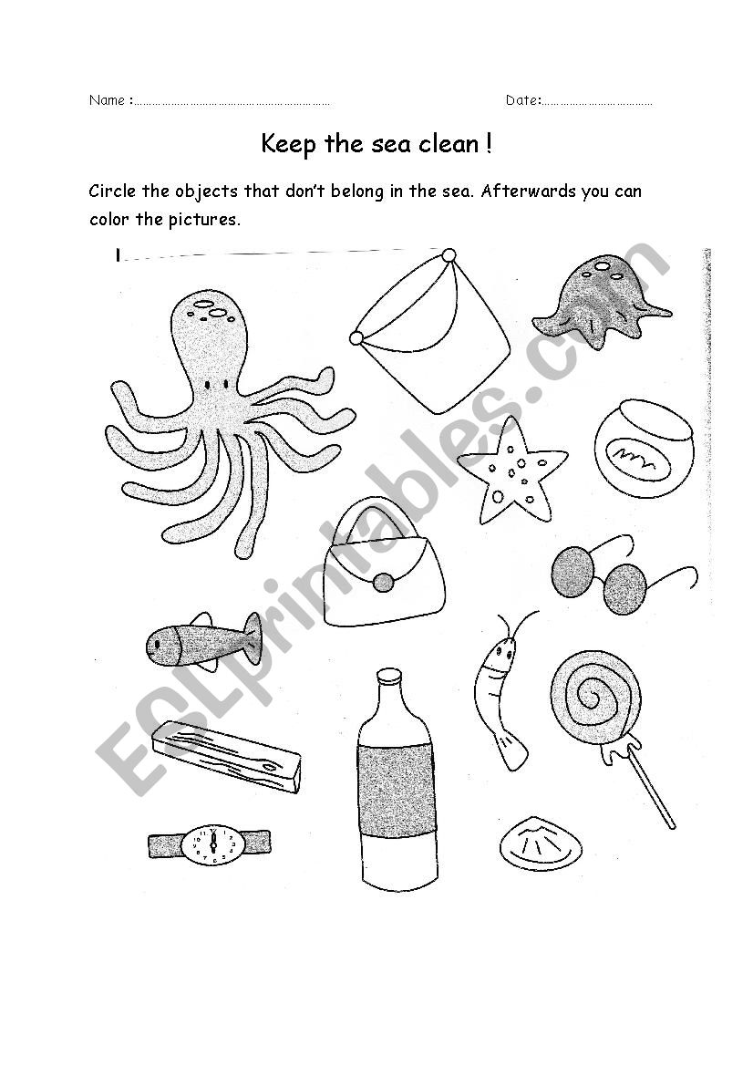 Keep the sea clean! worksheet