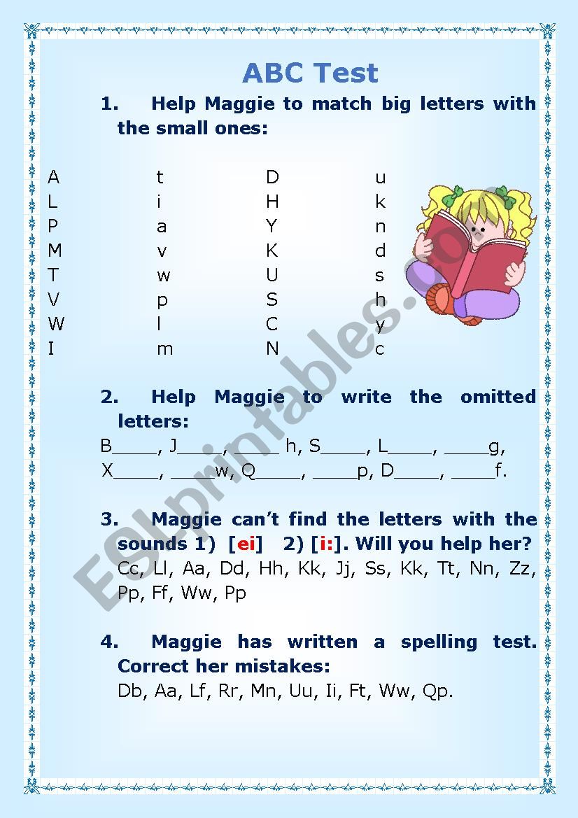 ABC Test worksheet