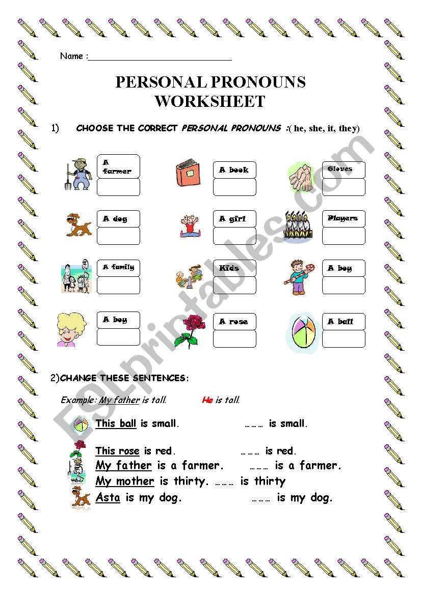 Personal Pronouns worksheet