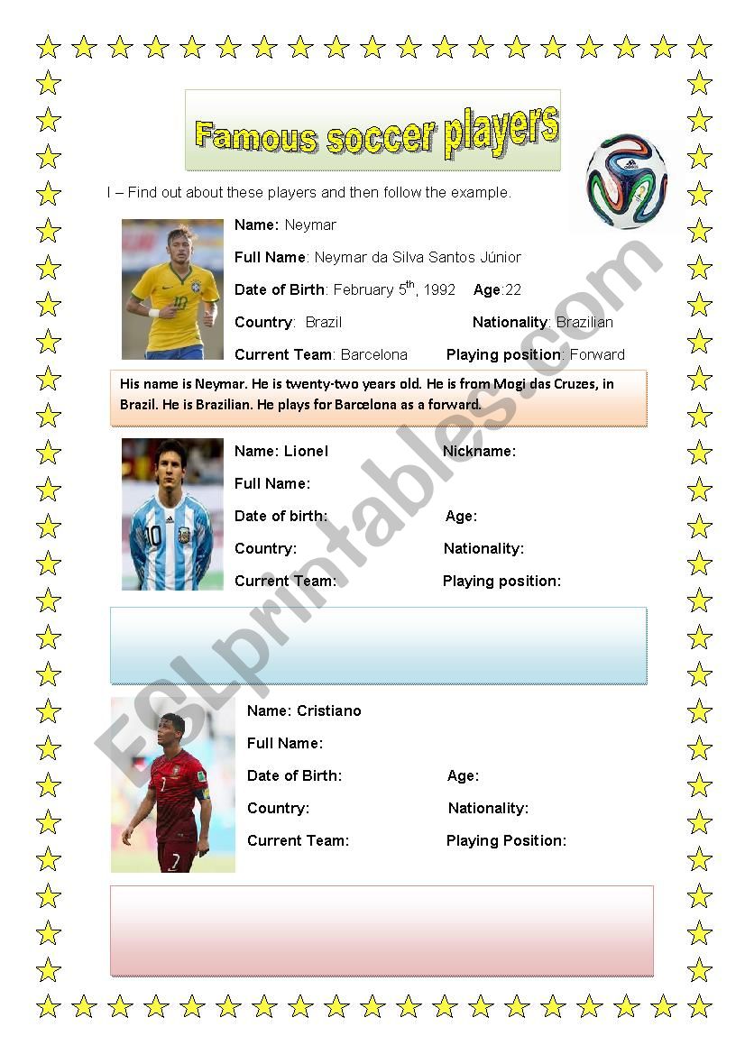 Famous Soccer Players worksheet