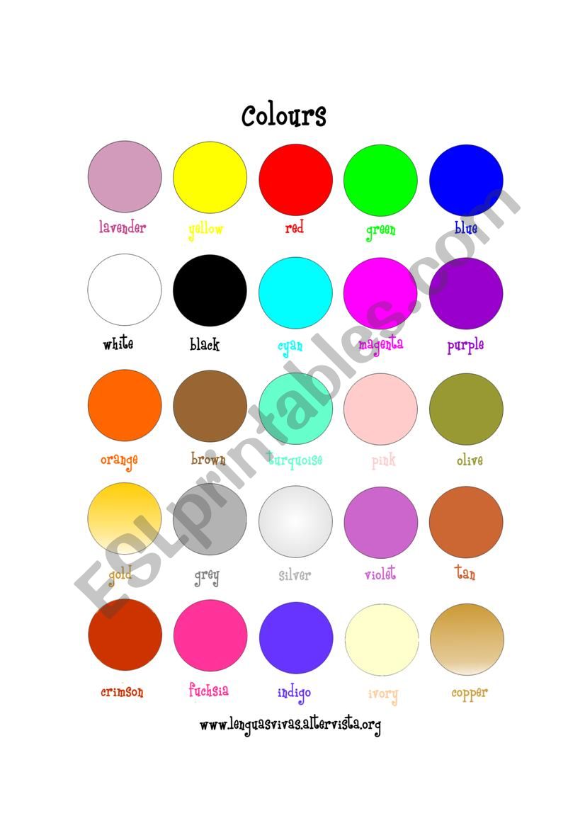 Colours flash card worksheet