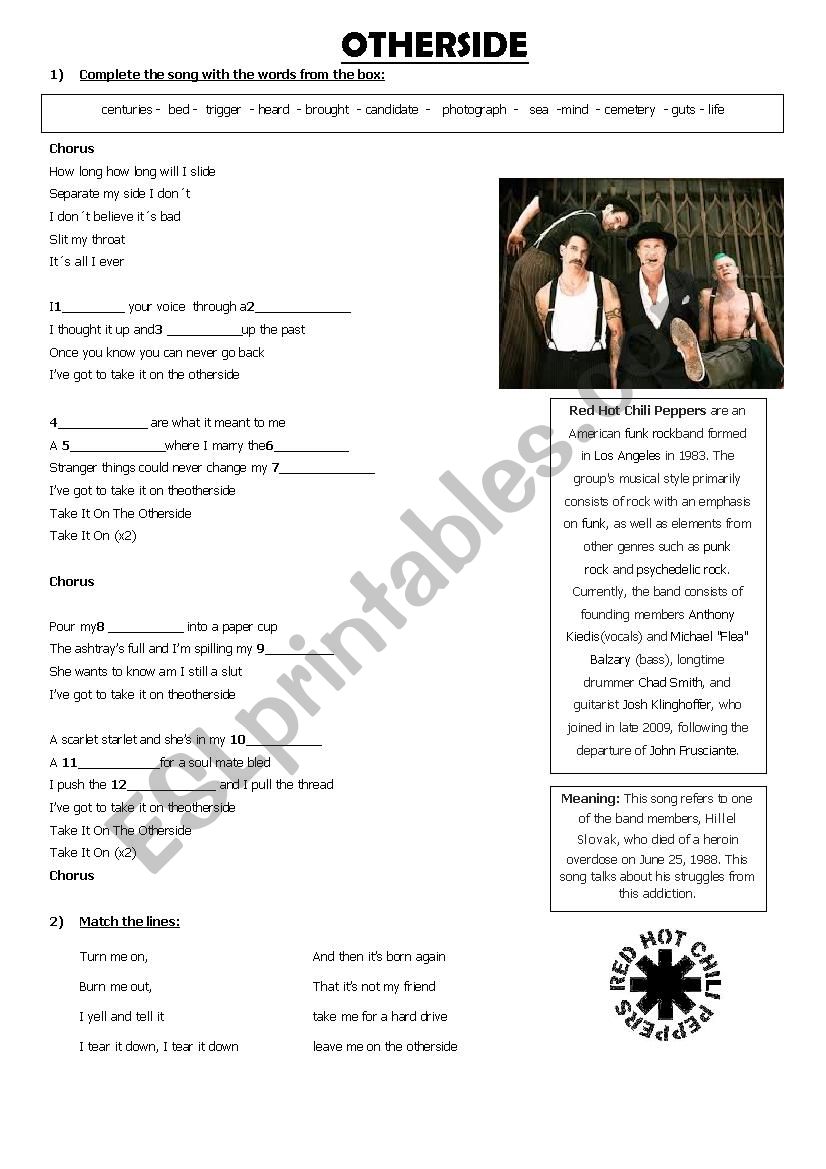 Red Hot Chilli Peppers worksheet