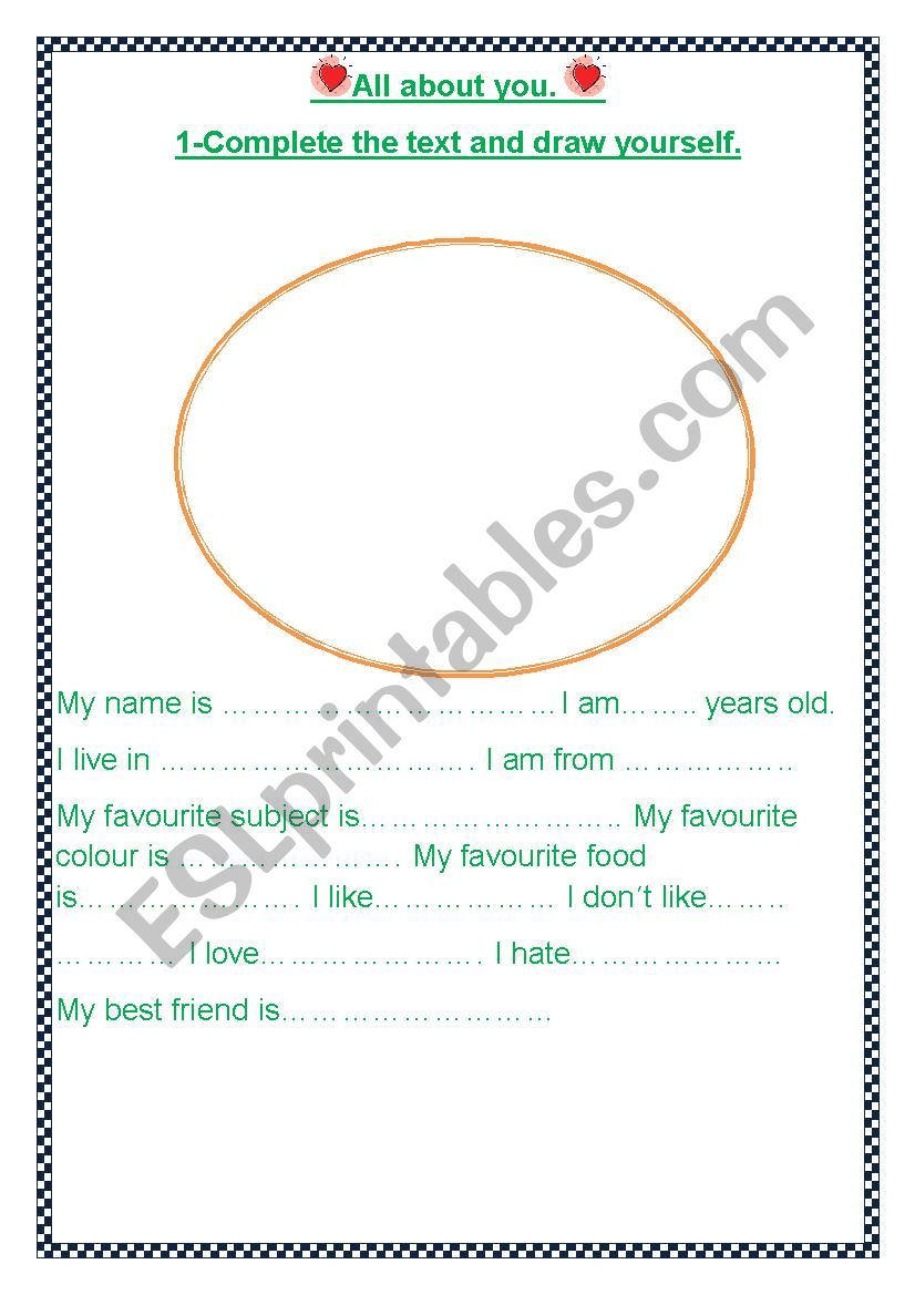 All about me! 2 worksheet