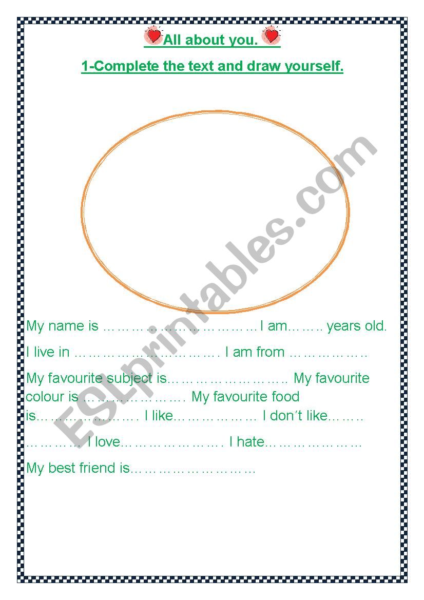All about me! 2 worksheet