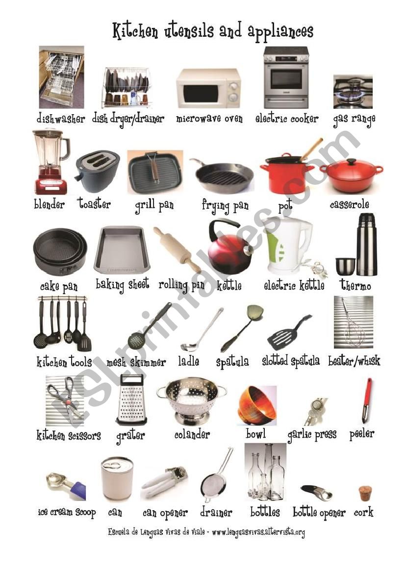The house: the kitchen utensils and appliances (1)