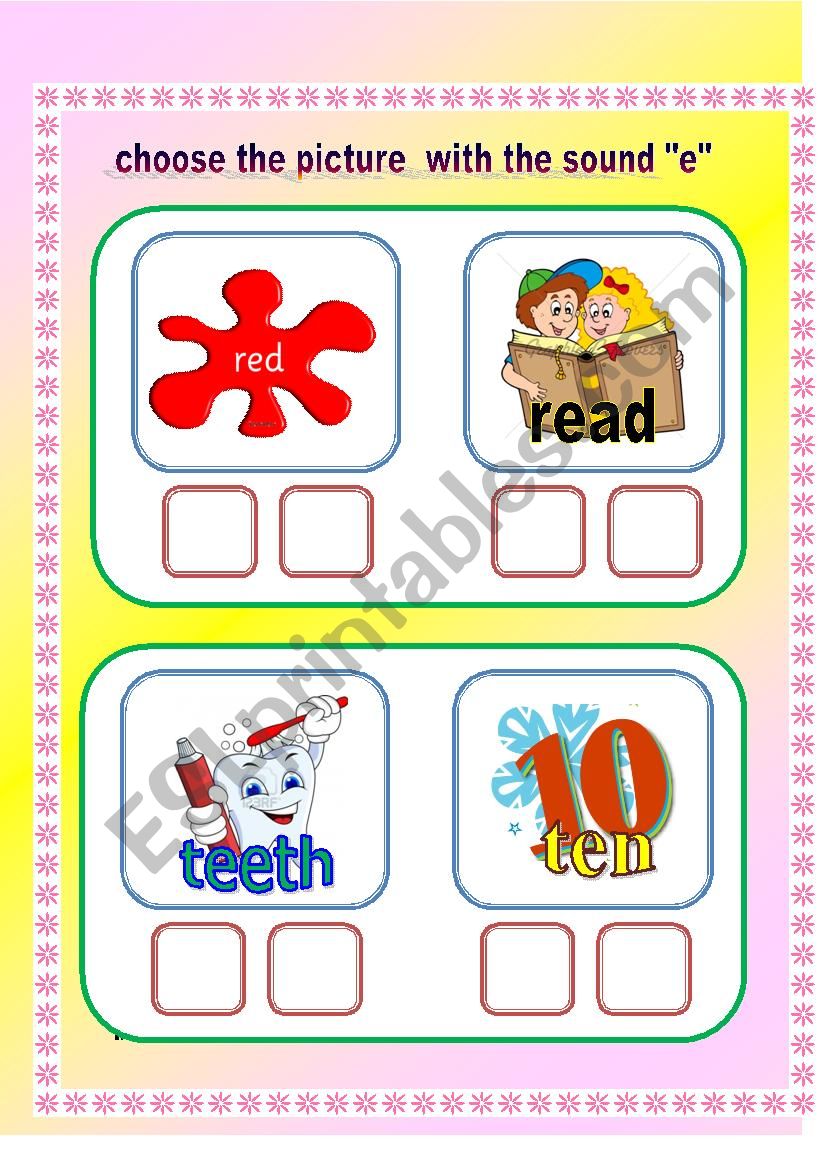 VOWEL SOUND E worksheet