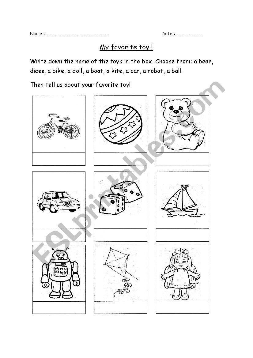 My favorite toy. worksheet