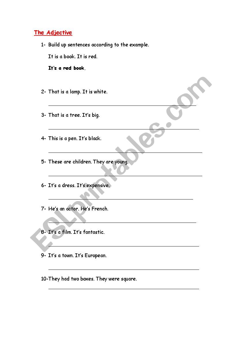 The adjective worksheet
