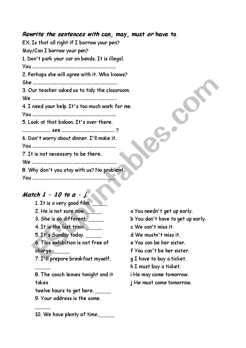 modal verbs worksheet