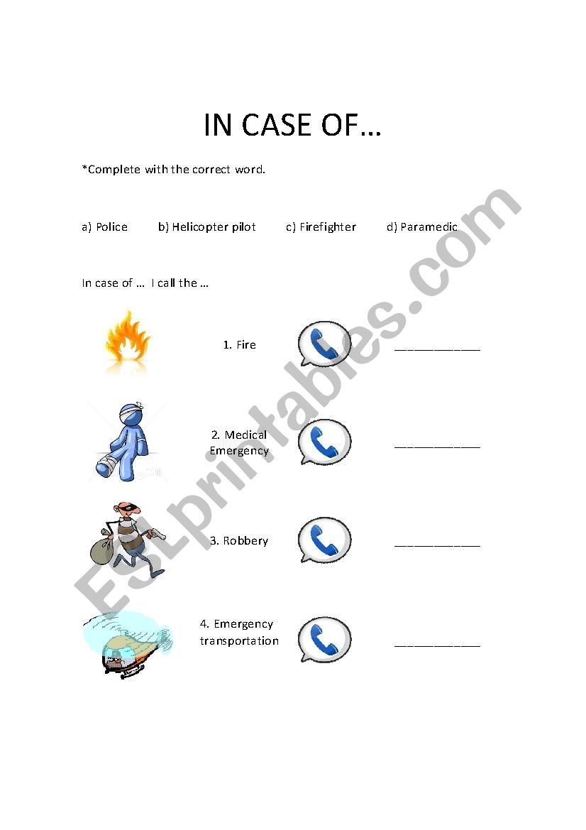 Professions worksheet