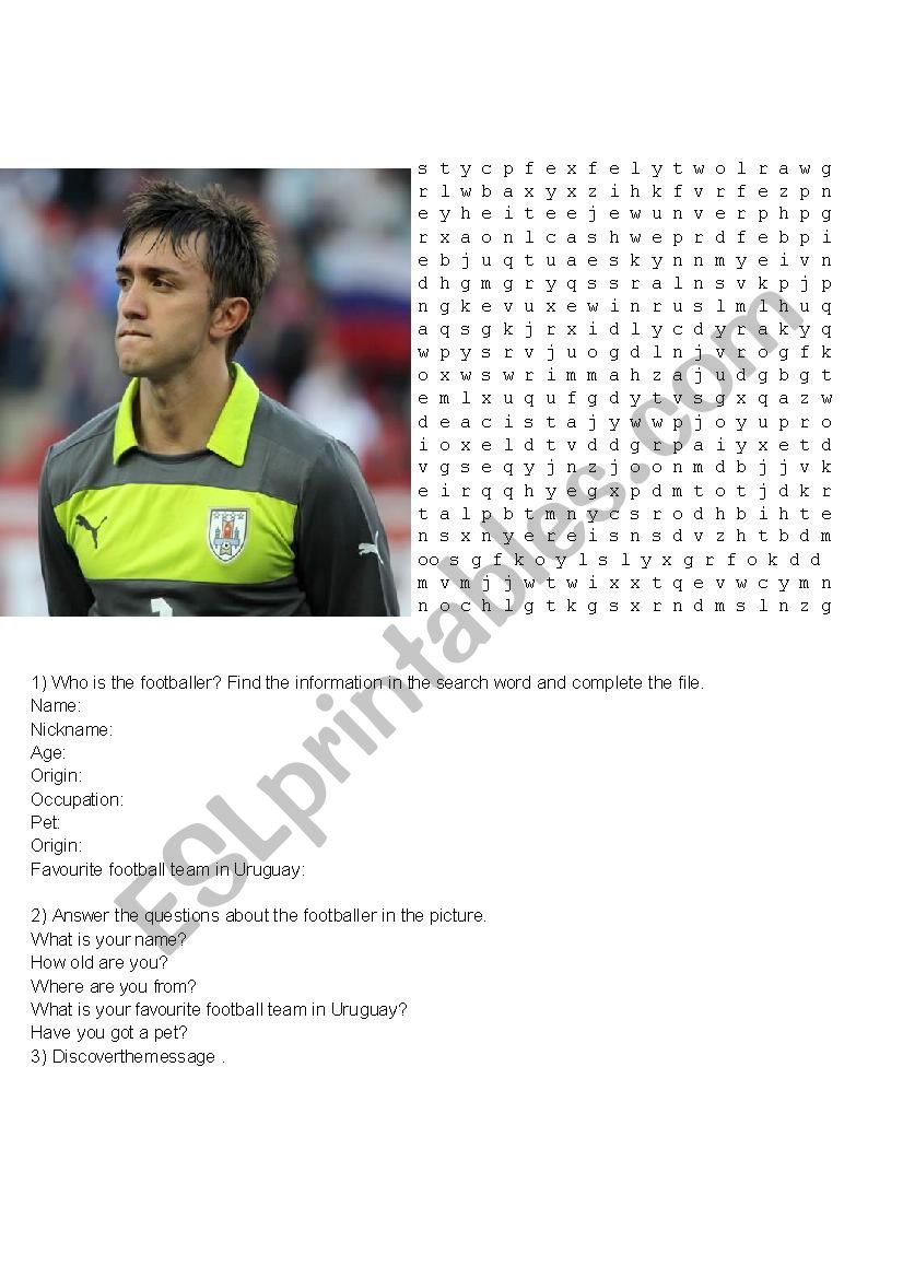 uruguayan goalkeeper worksheet