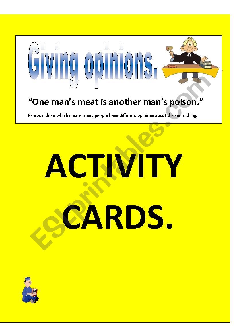 giving opinions activity cards.